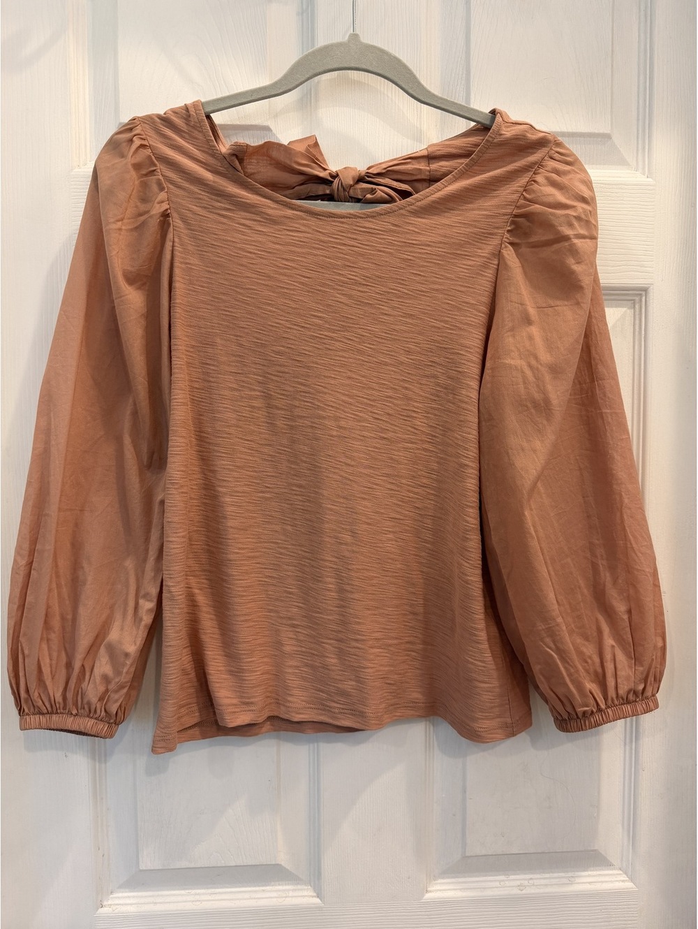 Nation LTD Peach Long Sleeve Blouse with Back Bow